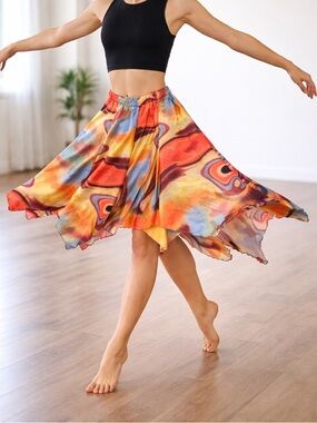 Flair by Mondiki Women's Vibrant Multicolor Handkerchief Dance Skirt Size L26